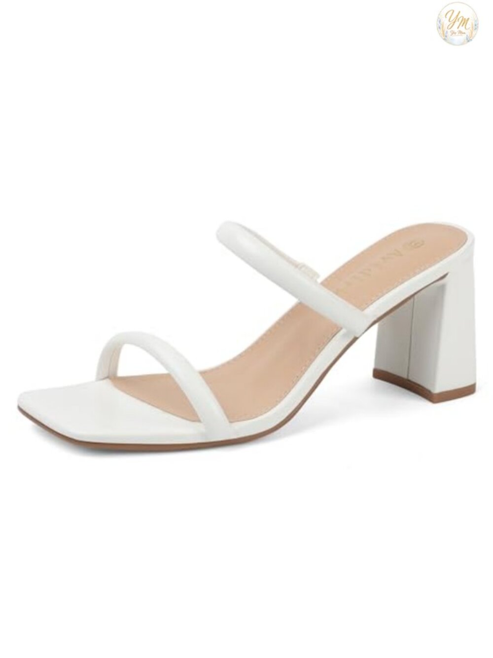 Open Toe Two Strap Mules Slip On Block Chunky Mid Heel Sandals
